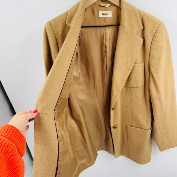 Vintage Talbots Camel Hair Blazer Tan Classic Fit Lined Jacket Two Button Size M - Picture 5 of 9